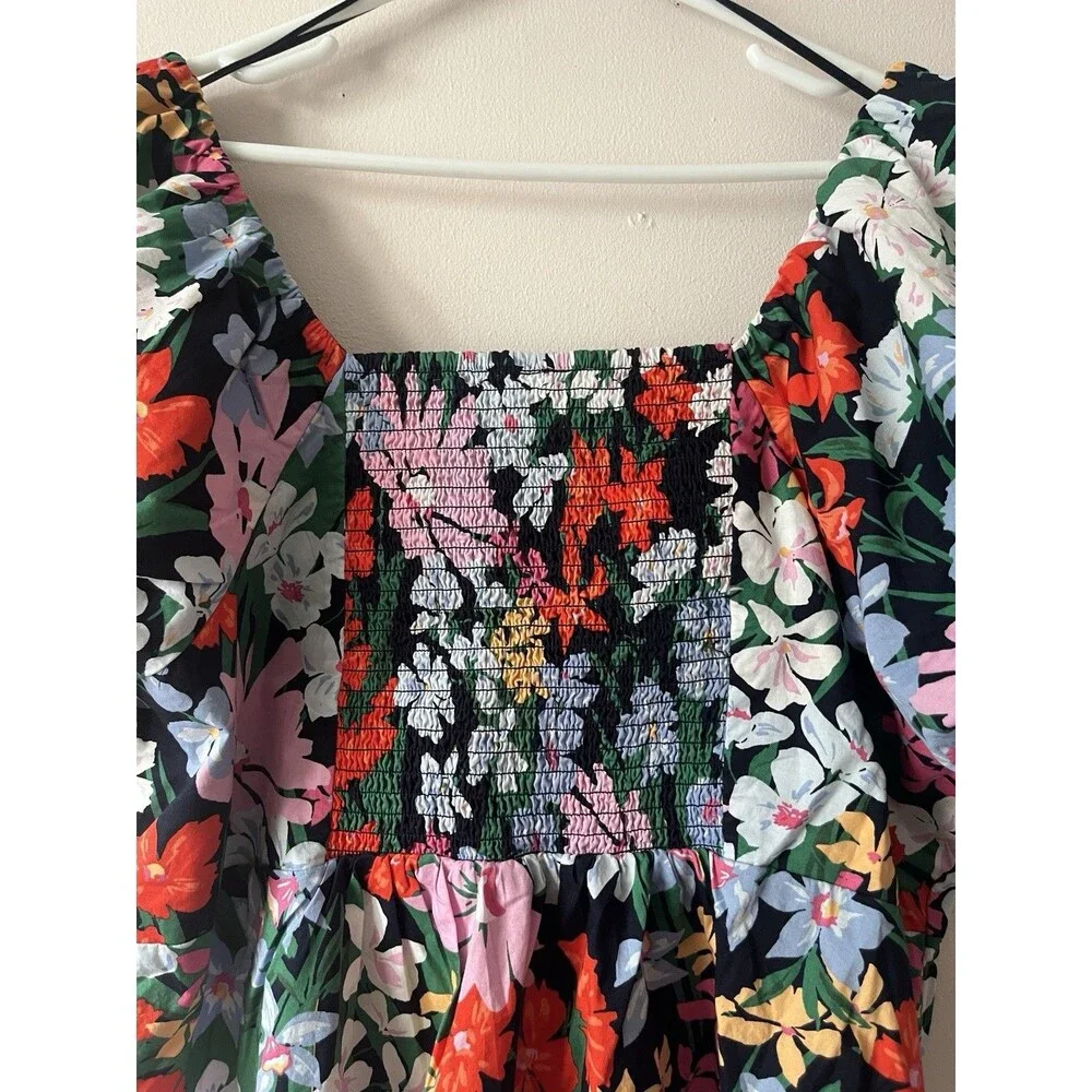 Old Navy Floral Puff Sleeve Peplum Top XXL Cotton Cottagecore Smocked